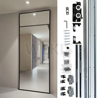 Kit de quincaillerie coulissante pour porte fantôme à réglage latéral invisible, design moderne, système de rail sans trace pour porte coulissante magique