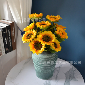 Arreglo Floral de Girasoles Artificiales, Planta Verde, Decoración del Hogar, Accesorios para Bodas y Exteriores - Product Image 1