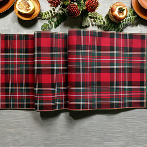 High Quality Christmas Holiday <strong>Red</strong> Classical Plaid Table <strong>Runner</strong> Printed Woven Top Tabletop Decoration - Product Image 4