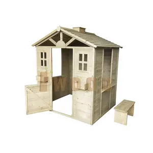 Wooden Kids Cubby House Playhouse Playground With Chairs Ages For 18+ Months Cosplay Developmental Toys