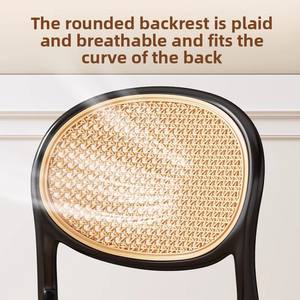 Nouvelle <span class=keywords><strong>chaise</strong></span> en plastique en rotin avec accoudoirs épais, dossier, tabouret empilable, <span class=keywords><strong>chaise</strong></span> de salle à manger commerciale - Product Image 5