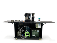 Comptoir de bar mobile et pliable en acier inoxydable à effet bois pour l'extérieur, station de cocktail, poste de travail pour barman, station de bar à cocktails