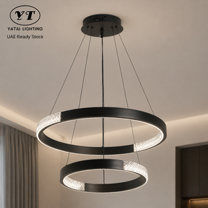 Modern Metal Ring Chandelier Dimmable Remote Tricolor Led For Dining Room Living Room Restaurant Hotel Indoor Home <b>Decor</b> - Product Image 1