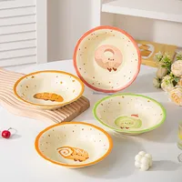 Assiette à fruits en céramique de grande capacité, couleur sous-glaçure créative de haute valeur, motif de dessin animé, va au micro-ondes, vaisselle fraîche et mignonne