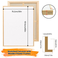 Lot de 2 toiles encadrées 30x40 pouces, ensemble de toiles pré-encadrées |   Mélange coton-lin (400 g/m²), prêt à accueillir les peintures à l'huile et acryliques