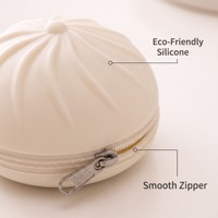 Étui en silicone pour écouteurs avec fermeture éclair, pochette ronde mignonne, sac de rangement, porte-monnaie, porte-clés pour écouteurs et bijoux