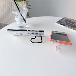 Étui de téléphone magnétique transparent luxueux avec bande anti-collision et support de détection d'objectif, adapté à <span class=keywords><strong>Samsung</strong></span> S25/824/S23 - Product Image 4