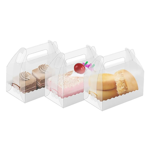 Boîte cadeau pliable, boîte à poignée transparente, boîte d'emballage pour gâteau roulé, boîtes de boulangerie en plastique transparent - Product Image 1