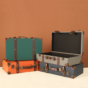 Valise en <span class=keywords><strong>Bois</strong></span> de Rangement et d'Organisation, Accessoire Photo de Mariage, Valise Rétro Nostalgique Portable en Cuir PU - Product Image 1