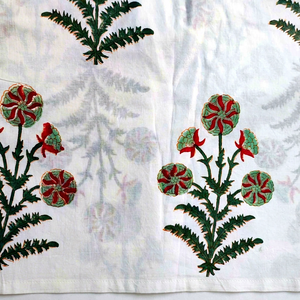 YUVA EXPORTS Sanganeri Hand Block Print Cotton <b>Voile</b> Fabric 6868 Density Lightweight 60S60S Yarn Count <b>White</b> Floral - Product Image 1
