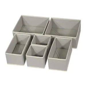 Closet Dresser Drawer Organizer Fabric Baskets Bins Containers Divider 6 Pack Foldable Cloth Storage Box