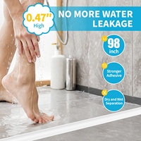 Barrera de Agua para Ducha de Baño, Tira de Retención de Agua, Tira de Separación de Zonas Secas y Húmedas, Tira de Sellado de Silicona, Barrera de Agua Plegable