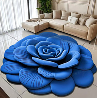 Tapis en velours cristal à motif floral irrégulier, style chinois moderne - Tapis antidérapant pour salon, tapis de chevet facile à nettoyer pour chambre à coucher