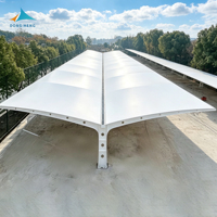 Auvent de stationnement à membrane tendue de qualité commerciale, ignifuge, résistant au vent, taille personnalisable, structure en acier, classe B1, pour hôtel