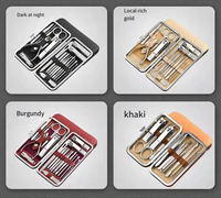 Ensemble de coupe-ongles en acier inoxydable, 17 pièces, personnalisation, manucure, pédicure, coupe-ongles, kit de manucure avec étui en PU