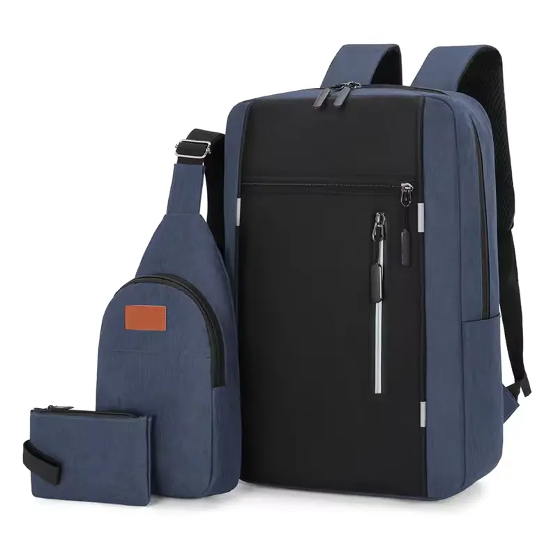 Custom Logo fashion Men women Laptop USB backpack 3pc set business travel backpack Rucksack Bag school bags for college teenage