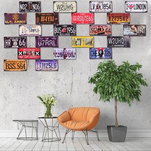 Sublimation personnalisée Logo rétro Vintage Route 66 voiture numéro de licence en métal étain signe affiche <span class=keywords><strong>plaque</strong></span> <span class=keywords><strong>Plaque</strong></span> pour la maison Bar Garage signes - Product Image 1