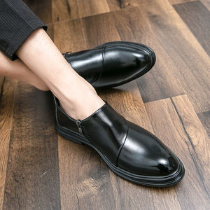 فستان الأعمال الكلاسيكي للرجال مقاس كبير لون نقي مريح الموضة أحذية رسمية مدببة ارتفاع إصبع القدم ميزة متزايدة - Product Image 3