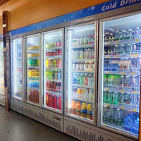 Congélateur vertical commercial à double porte vitrée avec zone de congélation inférieure pour aliments surgelés
