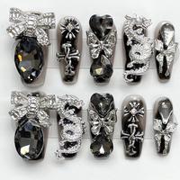Uñas postizas de lujo con logo gratis, largas, estilo bailarina, con diamantes, a presión, personalizadas con diamantes de imitación, acrílicas, uñas artificiales.
