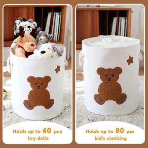 Bolsas de almacenamiento redondas de algodón 100% plegables grandes de 58L altas para <span class=keywords><strong>ropa</strong></span> <span class=keywords><strong>sucia</strong></span> juguetes cesto de bebé guardería dormitorio sala de estar - Product Image 3