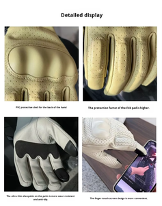 Da dê off-road xe máy đi xe đạp thoáng khí Găng tay màu vàng Nam Thiết kế Retro màn hình cảm ứng bảo vệ đốt ngón tay cho ngoài trời - Product Image 3