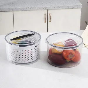 厨房抽屉收纳盒保鲜盒圆度冰箱收纳盒水果冷冻透明保鲜盒