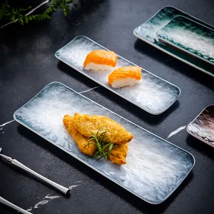 Novidade Brilhante Texturizado Superfície Cerâmica Pratos Pratos 10 ''/12'' Retângulo Sobremesa Sushi Plate Restaurante