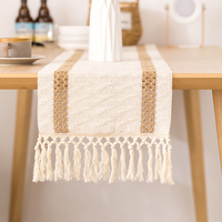 Chemin de Table en lin 2021, Promotion chemin de Table de mariage, décoration, glands en macramé, chemin de Table en Jute