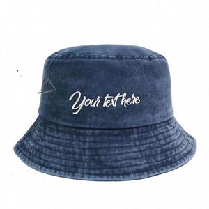 Sombrero de Pescador de Mezclilla Bordado Personalizado Estilo Vintage, Gorra Clásica de Algodón Lavado para Hombres y Mujeres, Uso Diario Informal, Pesca, Esquí - Product Image 1