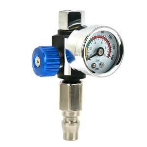 Régulateur de pression d'air avec manomètre, bouton bleu en métal pour pistolet de pulvérisation - Product Image 1
