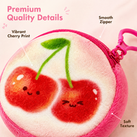 Produsen Dompet Koin Boneka Buah Custom, Dompet Koin Ceri Lucu Berbahan Plush dengan Resleting, Tas Dompet Plush Kartun Cantik untuk Anak