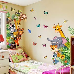 Nouvel autocollant mural animaux de la forêt - Décoration de porte en PVC motif dessin animé pour chambre d'enfant/salon - Product Image 3