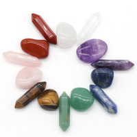 Lot de 7 pierres brutes hexagonales à double terminaison, coffret cadeau, cristaux de guérison, chakra, vente en gros