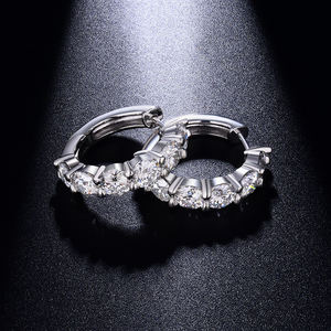 Pendientes de Aro Redondos Plateados con Moissanita Estilo Hip-Hop para Mujer, Clásicos, Chapados en Rodio, con Silicona, Regalo para Mujer - Product Image 2