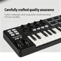 Harga grosir 25 Keyboard kontrol MIDI kunci Keyboard Mini musik portabel 8 bantalan Drum Backlit untuk produksi musik