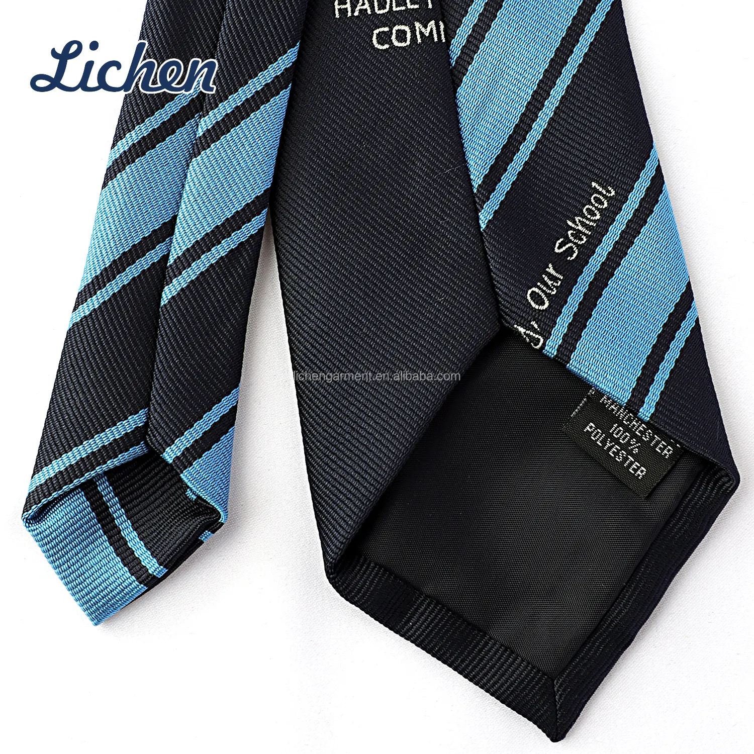 Blue Black Polyester Neckties Plain Security Knot Gravata Clip On Tie For Men