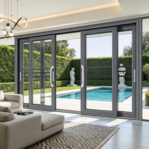 Puerta Corredera <span class=keywords><strong>de</strong></span> <span class=keywords><strong>Tres</strong></span> Paneles Chaokuo, <span class=keywords><strong>de</strong></span> Aluminio Resistente, Estilo Moderno y Minimalista, Aislamiento Acústico, para Cocina, Sala <span class=keywords><strong>de</strong></span> Estar, Villa, 3 Años <span class=keywords><strong>de</strong></span> Garantía - Product Image 2