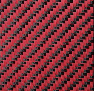 Tissu hybride en fibre de carbone rouge et noir Waves-Brillant