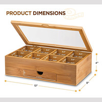Premium Bamboo Tea Box Organizer Holz Tee kiste mit ausziehbarer Schublade und Acryl fenster Magnet deckel hält Teebeutel frisch