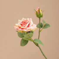 Rose artificielle en soie de haute qualité, 46 cm, 2 têtes, pour mariage et décoration intérieure