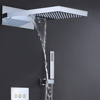 Ensemble de douche thermostatique de luxe 3 fonctions avec effet pluie, mitigeur de salle de bain en laiton encastré, pommeau de douche en acier inoxydable, design moderne