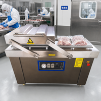 Mesin Pengemas Vakum Otomatis Ruang Dalam Bersegel Ganda 850mm Kelas Produksi Makanan Skala Besar Profesional Tugas Berat