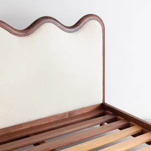 Tessuto in pile stile medievale noce nero in legno massello moderno minimalista Color crema <span class=keywords><strong>letto</strong></span> singolo/<span class=keywords><strong>matrimoniale</strong></span> adatto per piccoli appartamenti - Product Image 5