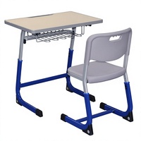 Ensemble de bureau et chaise d'école en métal confortable pour les étudiants, tables et chaises d'étude