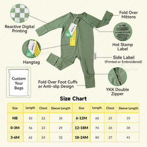 Grenouillère pour bébé personnalisée 95% fibre de bambou à carreaux enfant <span class=keywords><strong>en</strong></span> bas âge Onesie bébé body dormir costume bébé vêtements - Product Image 3