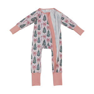 Ropa RTS para niños al por mayor, Pelele de manga larga con cremallera sin pedido mínimo para niñas, diseño de árbol de Navidad para primavera - Product Image 2