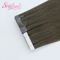 Extensions de cheveux à bandes adhésives droites couleur foncée, extensions à bandes adhésives classiques 100% cheveux humains Remy