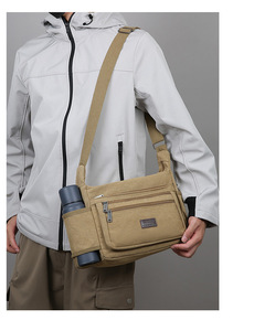 New Fashion Unisex Crossbody <b>Bag</b> Large Capacity Tote with Multiple Pockets <b>Canvas</b> Shoulder Handbag for Daily Use - Product Image 5