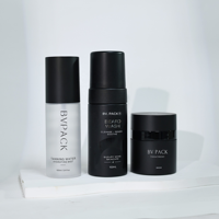 BVPACK 30g 50g 100ml Ensemble cosmétique en plastique noir givré, pot et flacon avec pompe à mousse pour nettoyant, tonique, crème